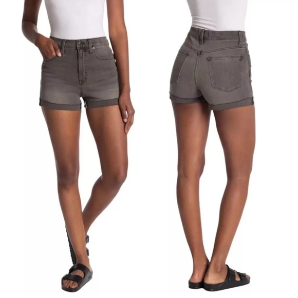 Madewell Pants - Madewell High Rise Cuffed Denim Shorts Gray Slater Wash